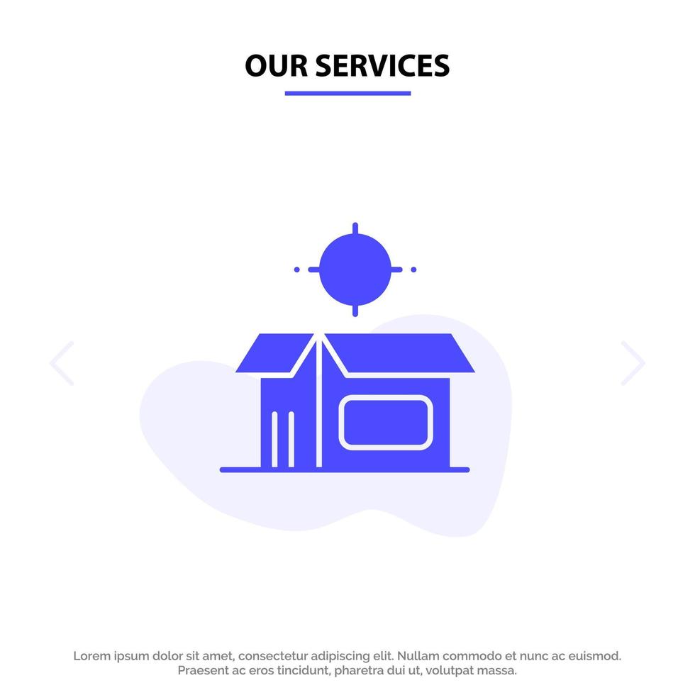 Our Services Open Product Box Open Box Product Solid Glyph Icon Web card Template vector