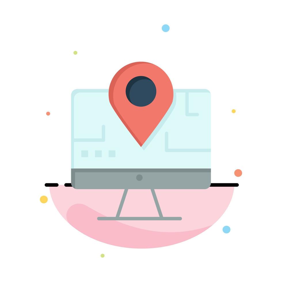 Computer Map Location Education Abstract Flat Color Icon Template vector