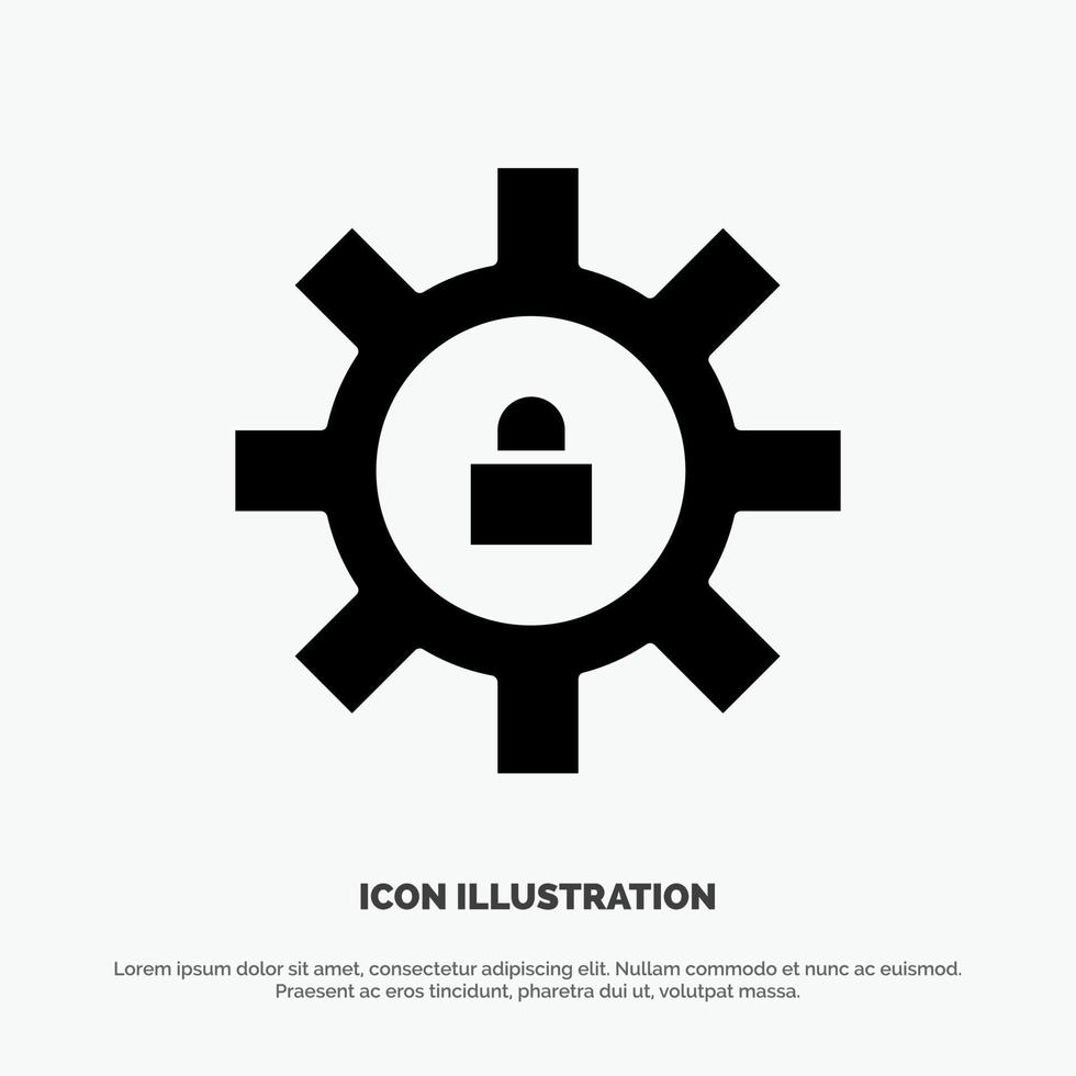Gear Setting Lock Support solid Glyph Icon vector