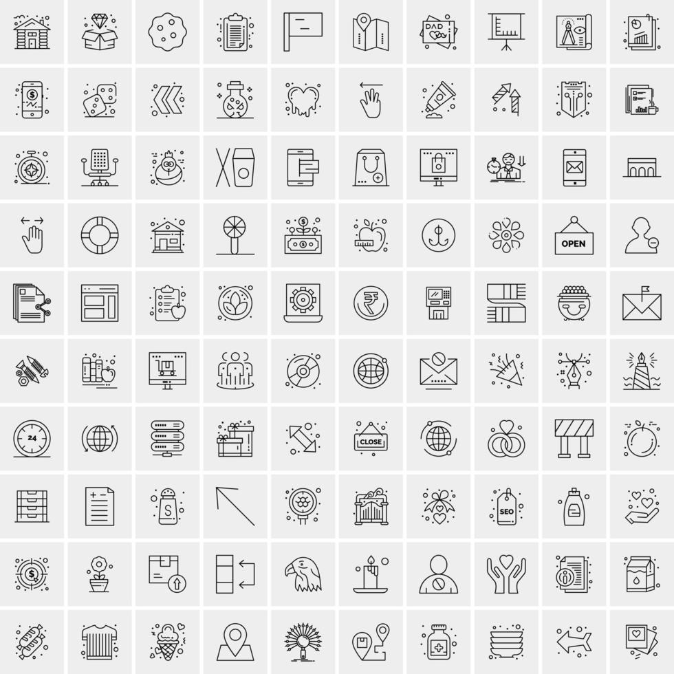 Pack of 100 Universal Line Icons for Mobile and Web vector