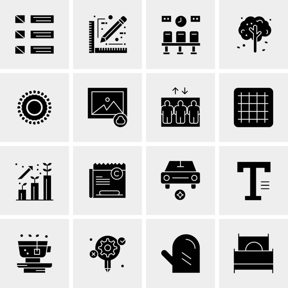 16 iconos de negocios universales vector ilustración de icono creativo para usar en proyectos relacionados con la web y dispositivos móviles