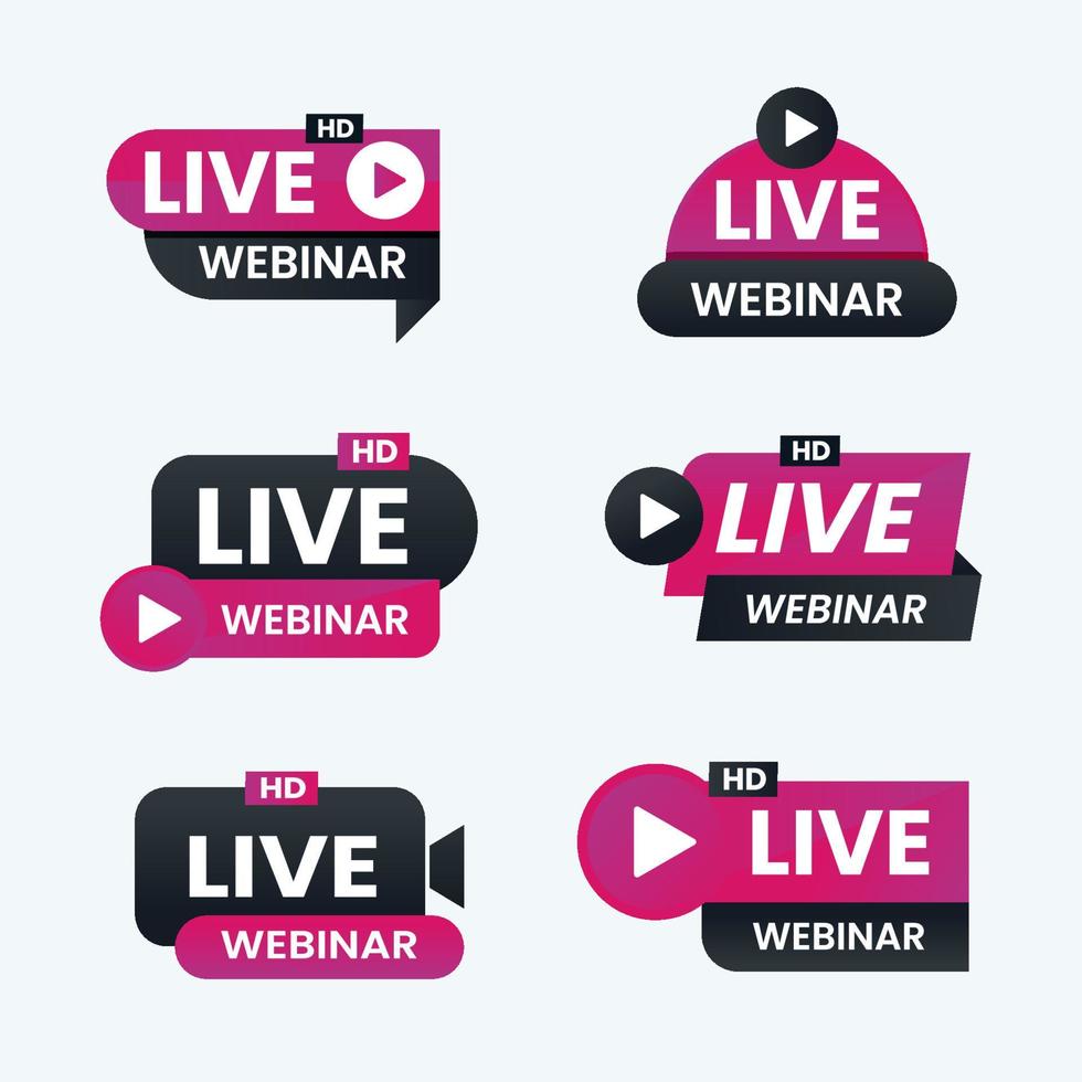 Live Webinar Badge Set vector