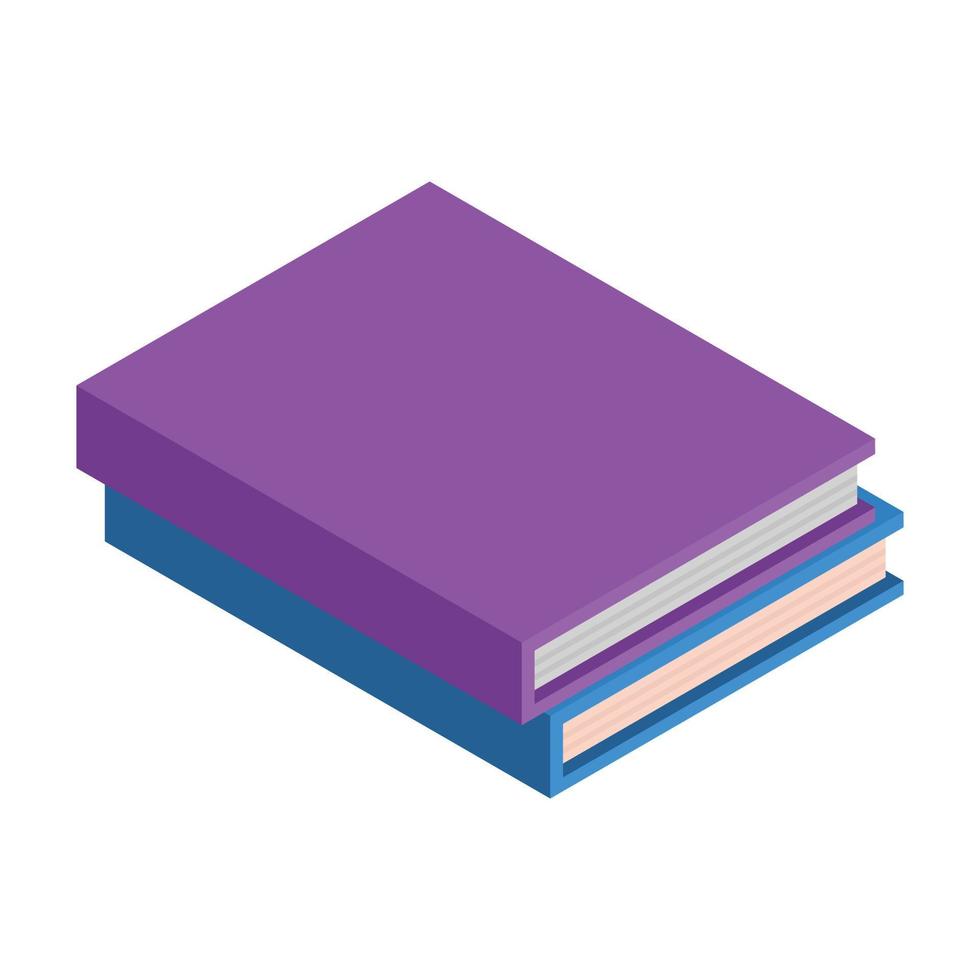 Stack of school book icon, isometric style vector
