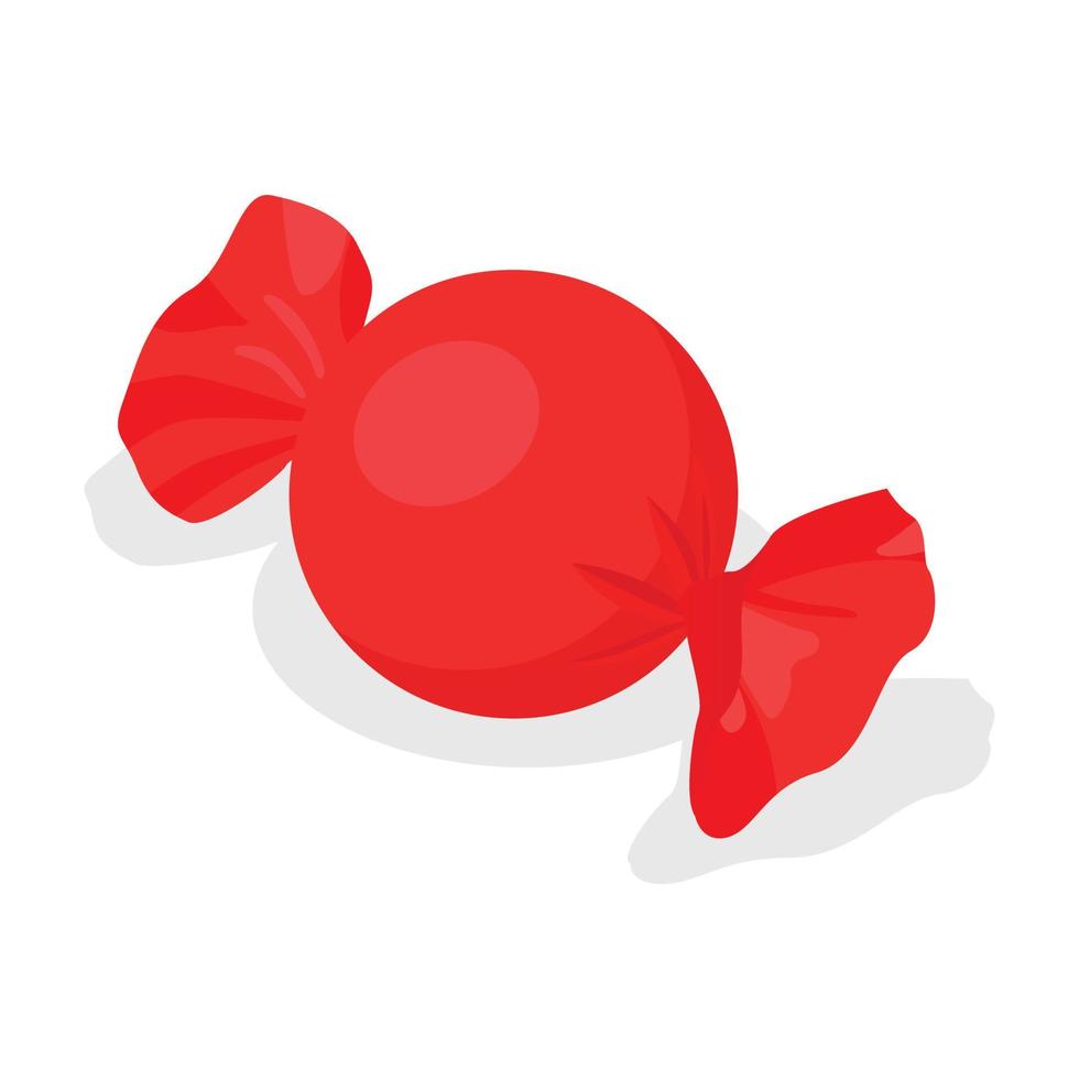 icono de bombón rojo, estilo isométrico vector