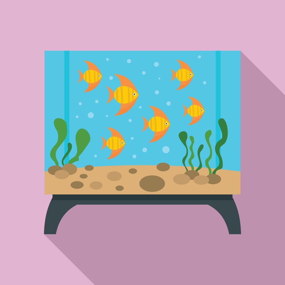 Rectangular aquarium icon, flat style vector