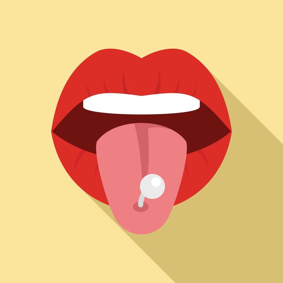 Tongue piercing icon, flat style vector