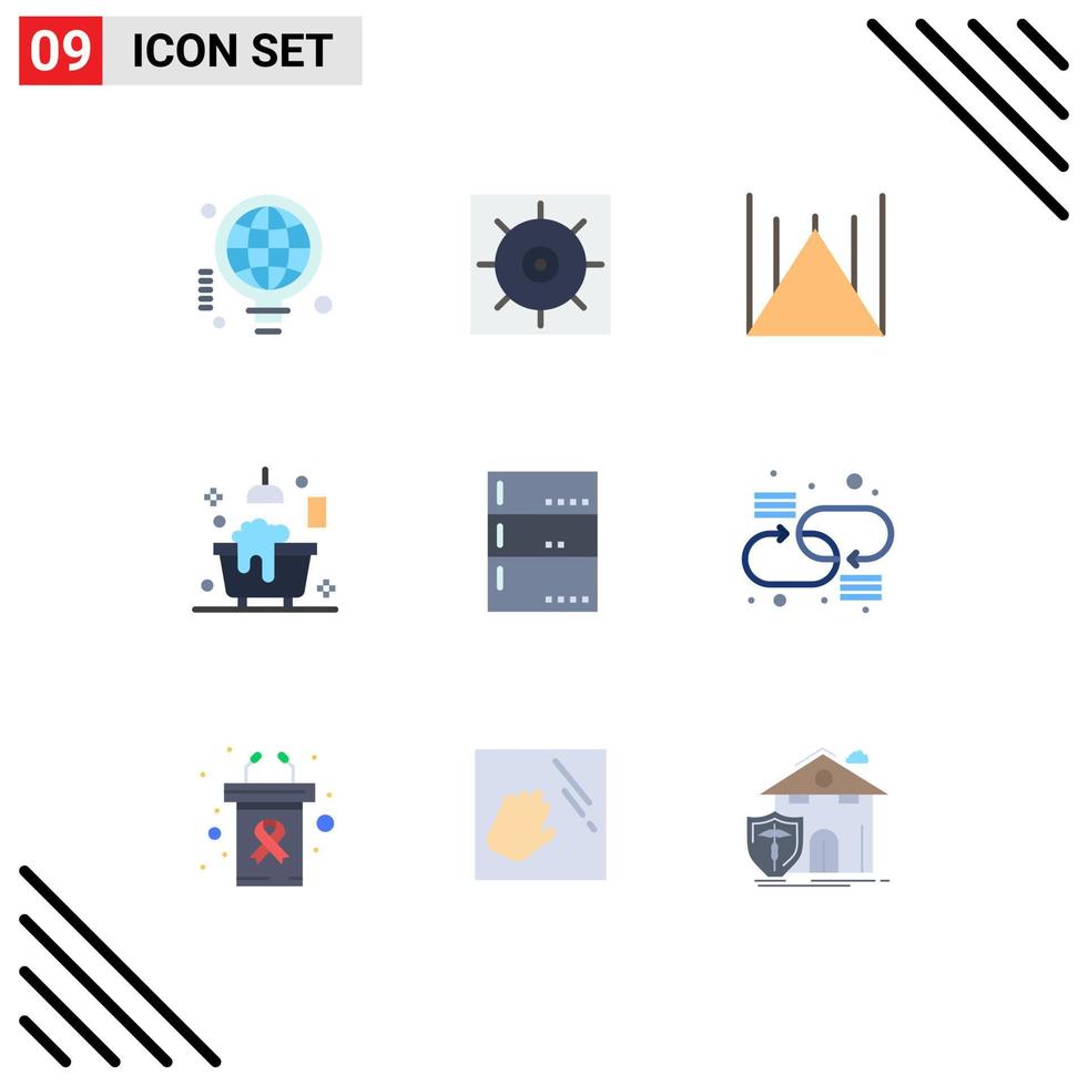 conjunto de 9 iconos de interfaz de usuario modernos símbolos signos para dispositivos administrador islamabad monumento ducha baño elementos de diseño vectorial editables vector
