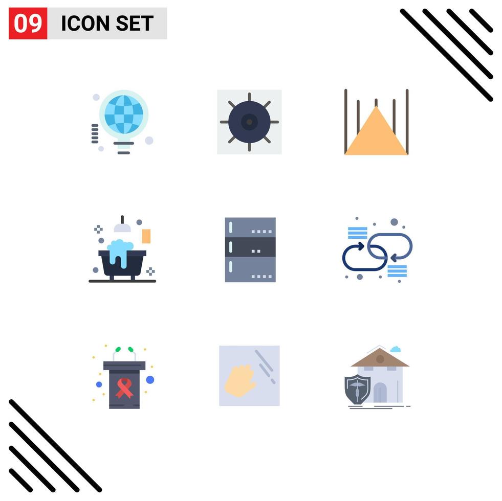 Set of 9 Modern UI Icons Symbols Signs for devices admin islamabad monument shower bathroom Editable Vector Design Elements
