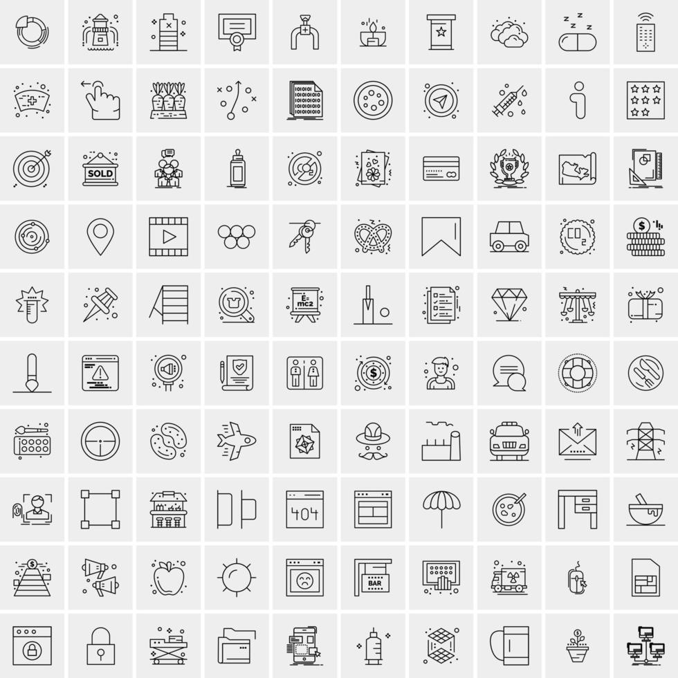 Pack of 100 Universal Line Icons for Mobile and Web vector