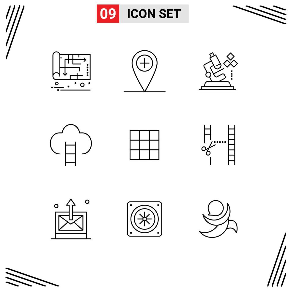 9 Thematic Vector Outlines and Editable Symbols of feed place microscope game career Editable Vector Design Elements