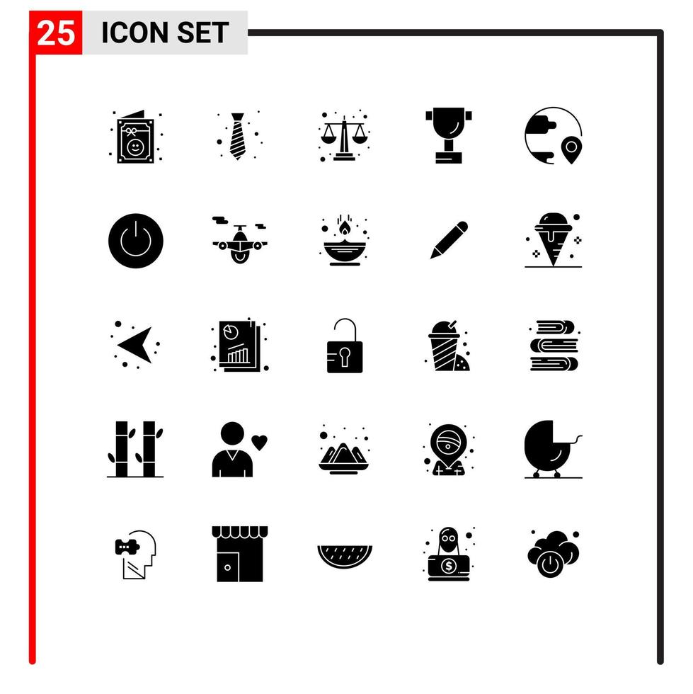 Solid Glyph Pack of 25 Universal Symbols of global delivery tie sport level Editable Vector Design Elements