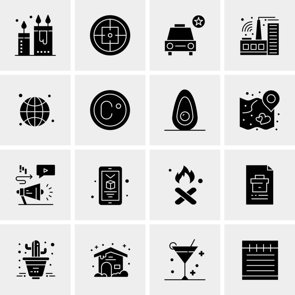 16 iconos de negocios universales vector ilustración de icono creativo para usar en proyectos relacionados con la web y dispositivos móviles