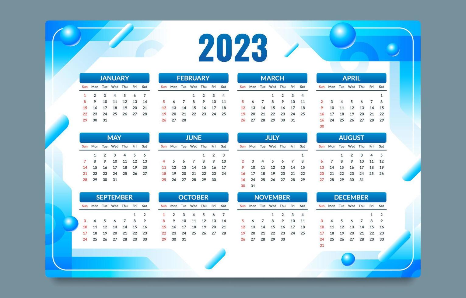 Abstract 2023 Calendar Template vector