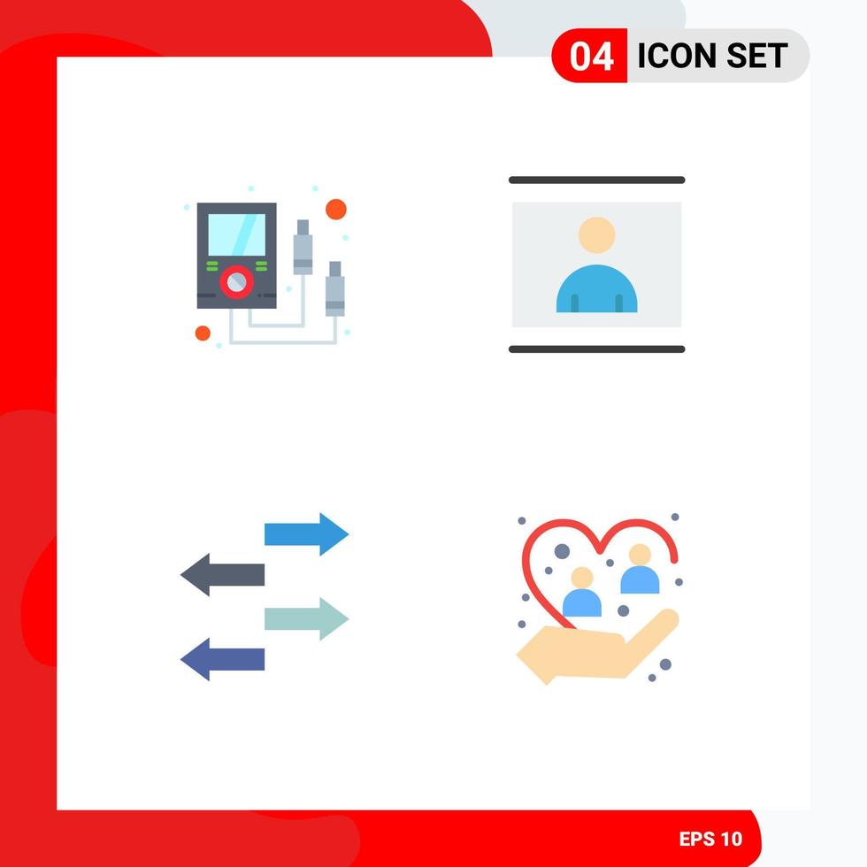 Set of 4 Modern UI Icons Symbols Signs for ammeter export multi meter person traffic Editable Vector Design Elements