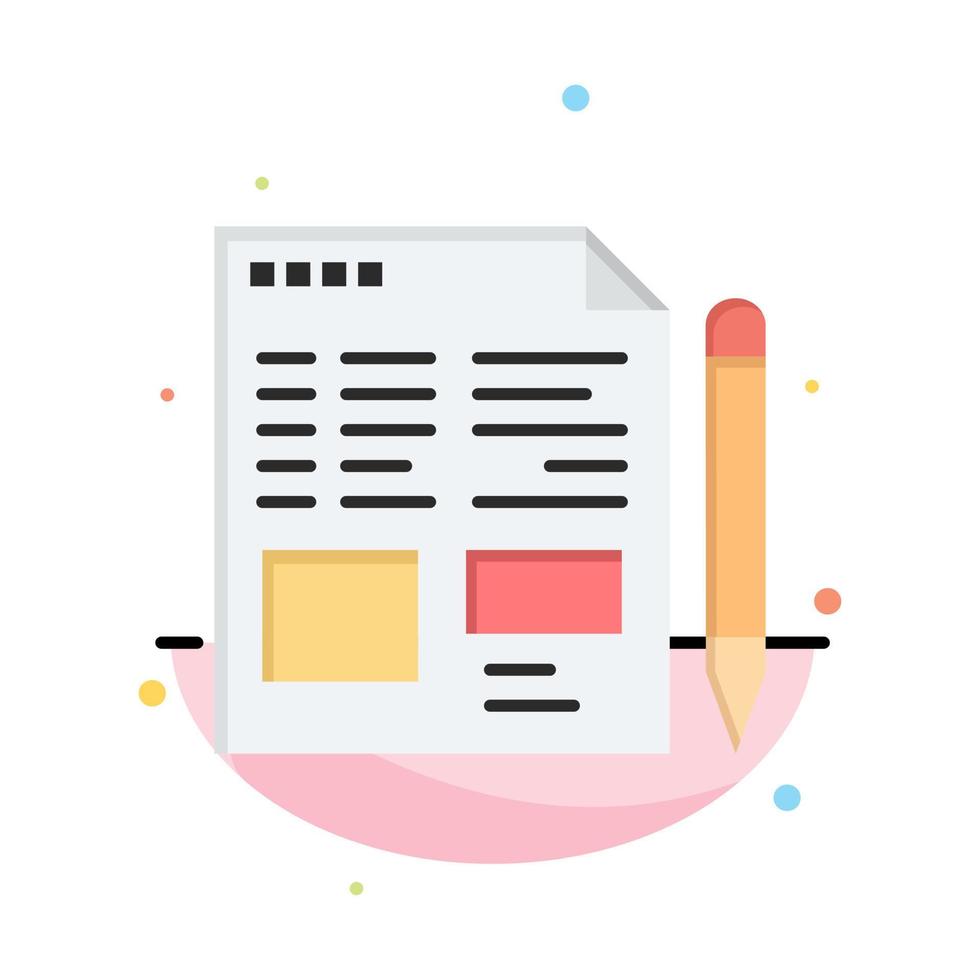 File Text Pencil Education Abstract Flat Color Icon Template vector