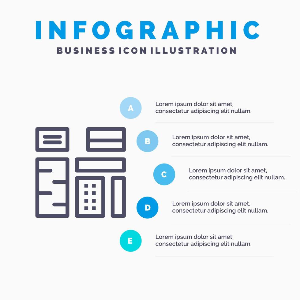 Advertising Content Feature Native Premium Line icon with 5 steps presentation infographics Background vector