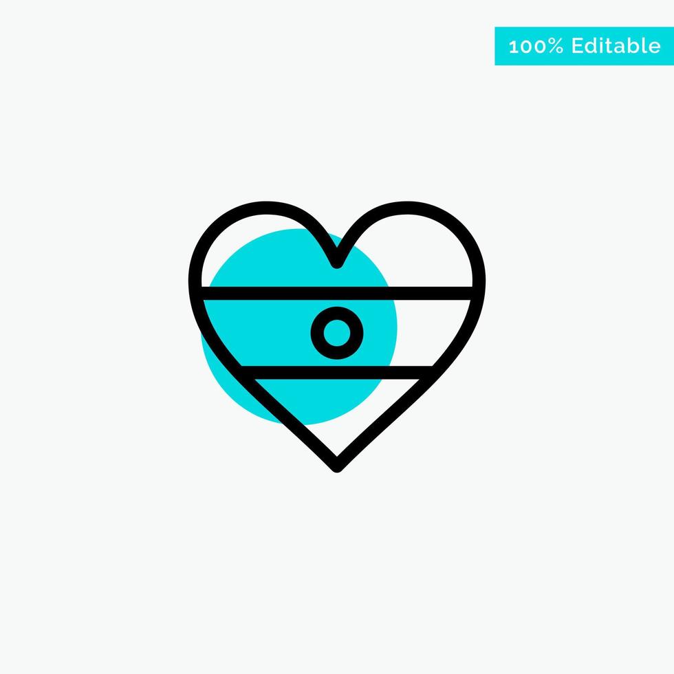 Indian Flag Heart Heart flag turquoise highlight circle point Vector icon