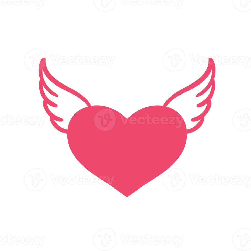 Heart with wings. Romantic valentine's day love concept. png