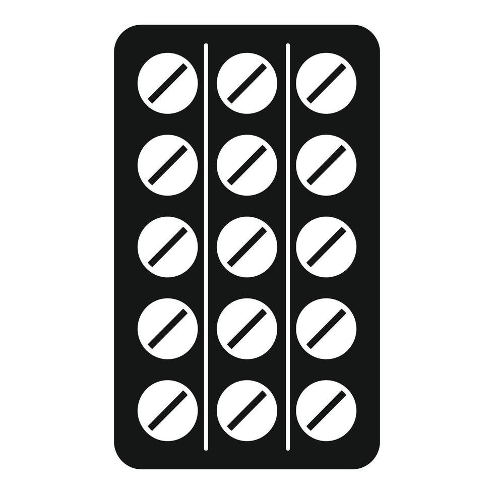 Treatment pills pack icon, simple style vector