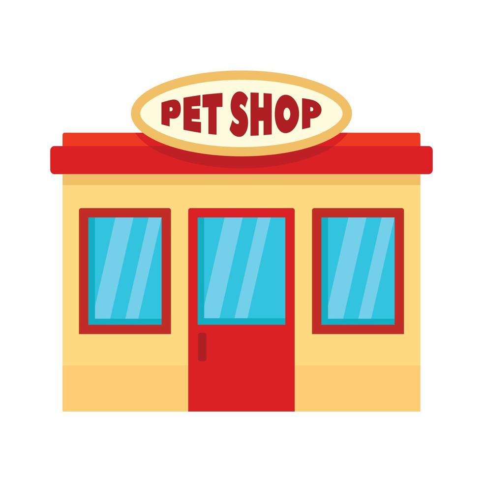 icono de tienda de mascotas en la calle, estilo plano vector