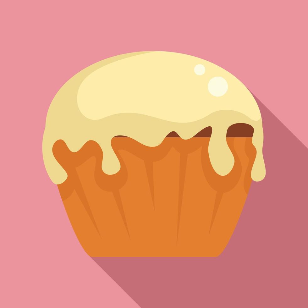 Vanilla cupcake icon, flat style vector