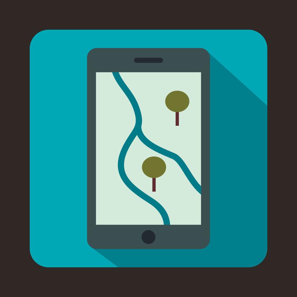 Smartphone with GPS navigator icon, flat style vector