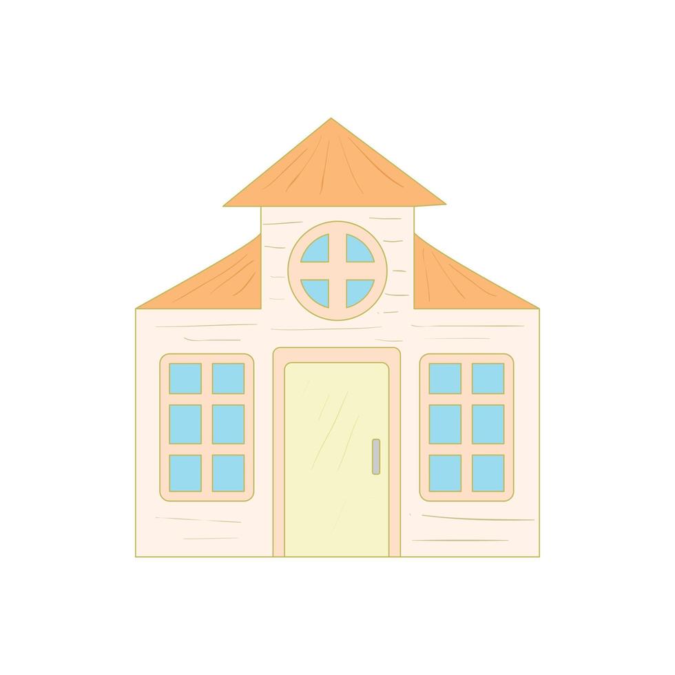 House with a mansard icon, cartoon style vector