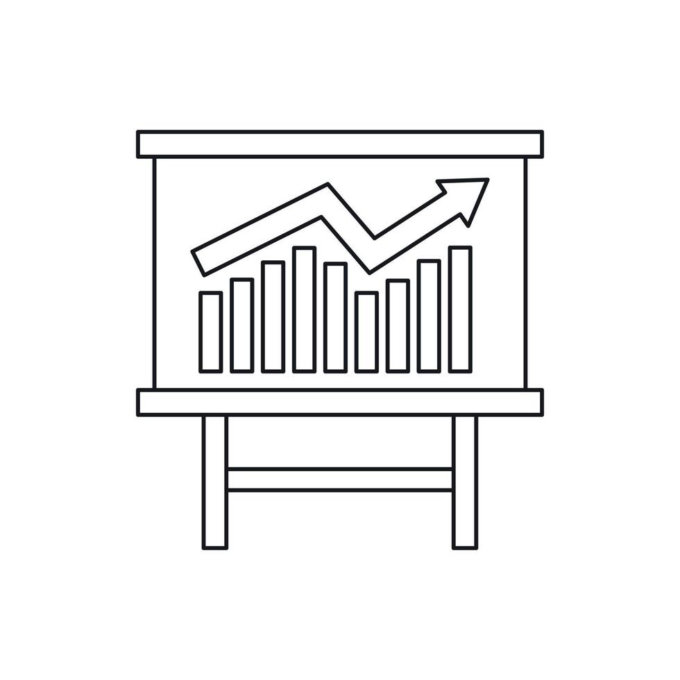 Growing chart presentation icon, outline style vector