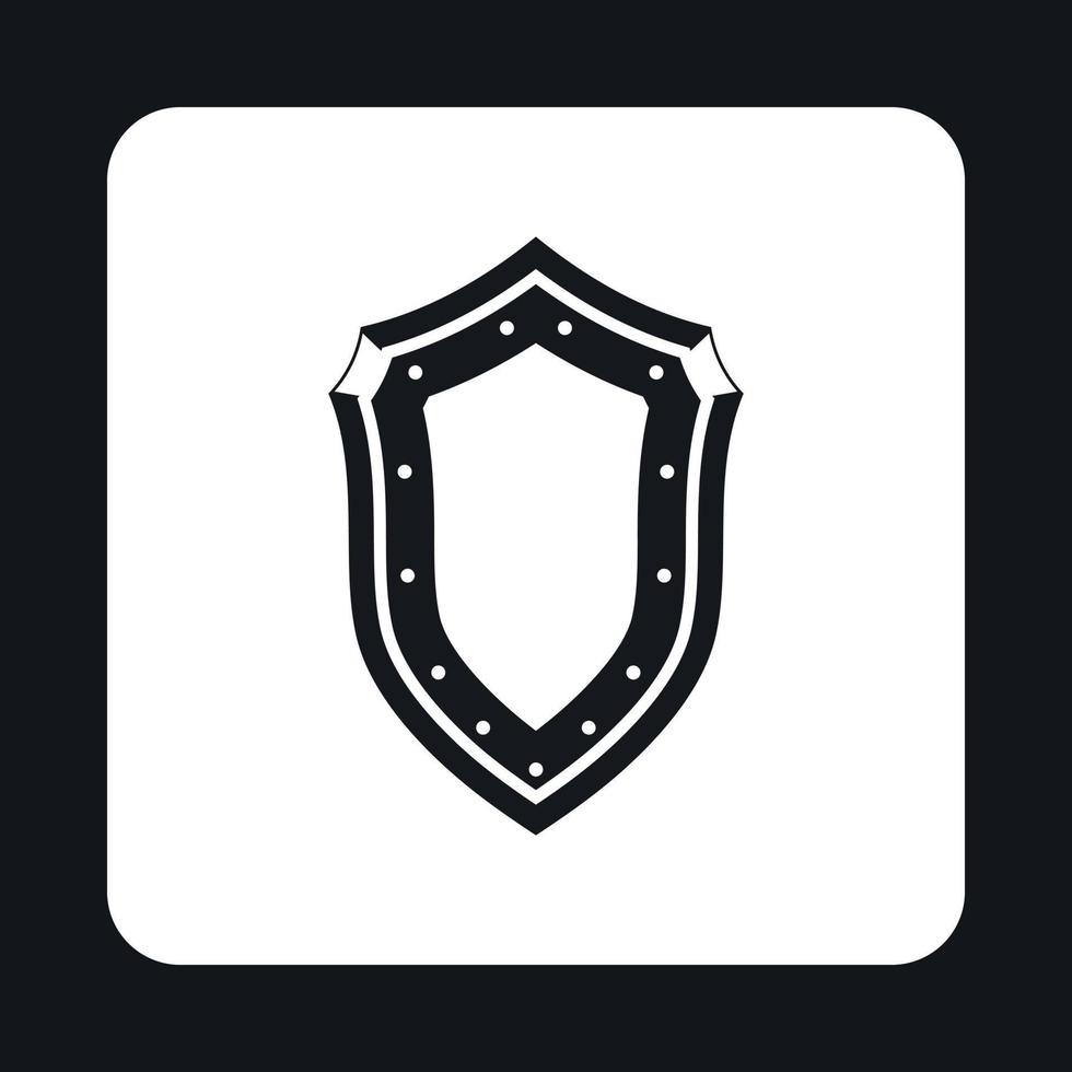 Protective shield with pattern icon, simple style vector