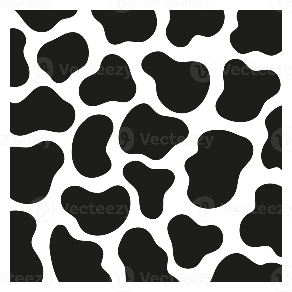 Black polka dot background of milk cow leather. png