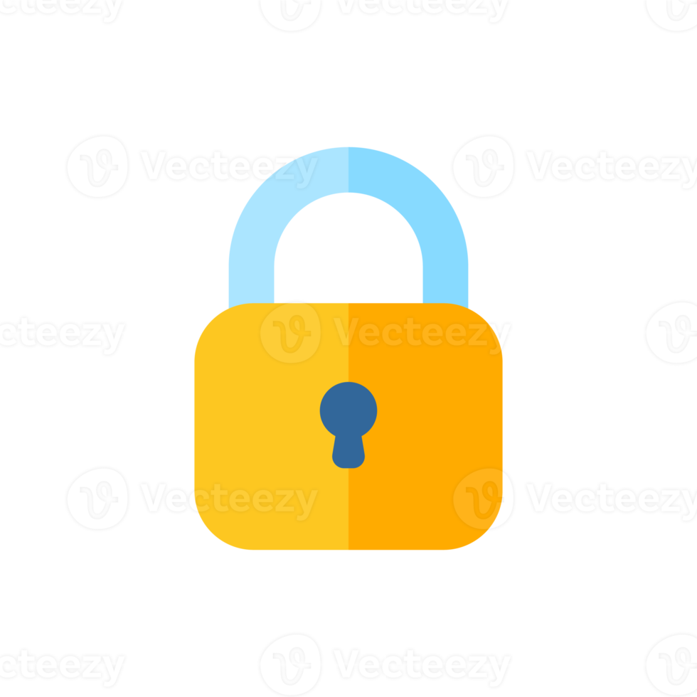 yellow padlock for locking the information on the computer data encryption concept png