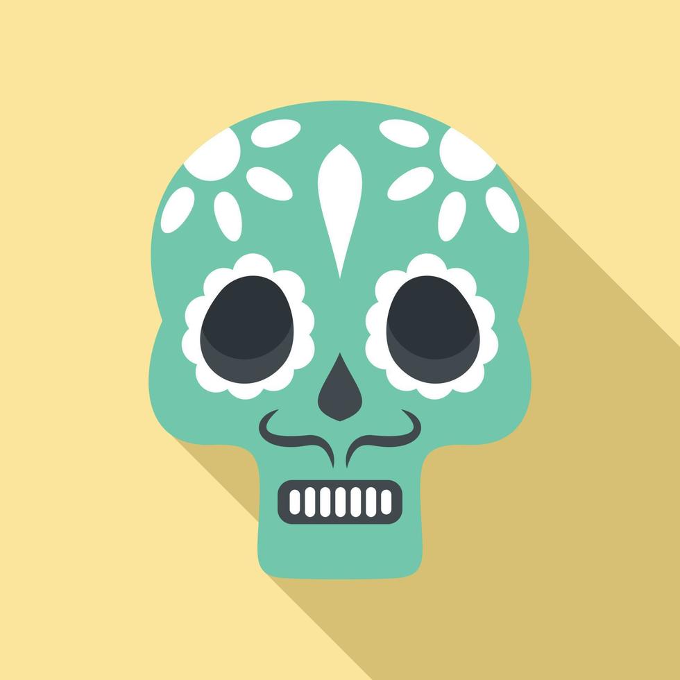 Mexican skull icon, flat style vector