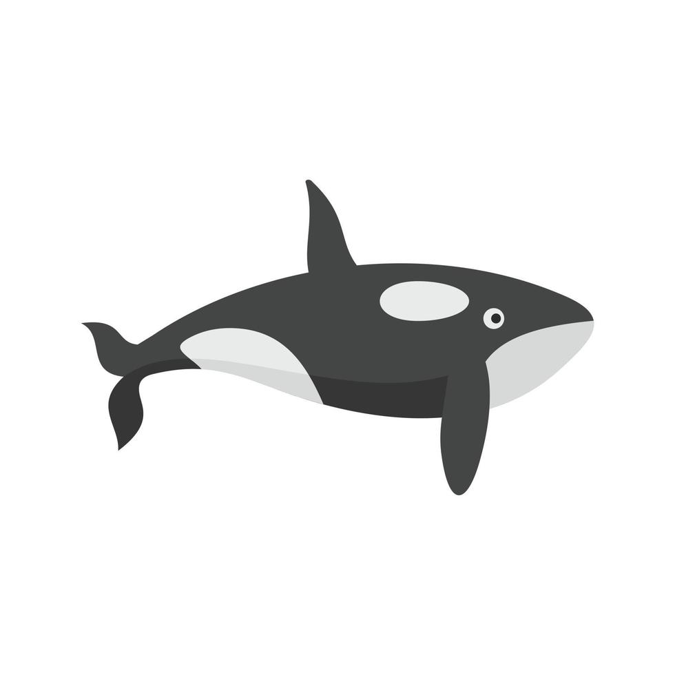 Orca whale icon, flat style vector