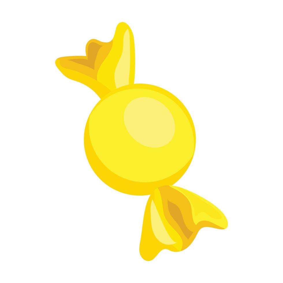 icono de bombón amarillo, estilo de dibujos animados vector
