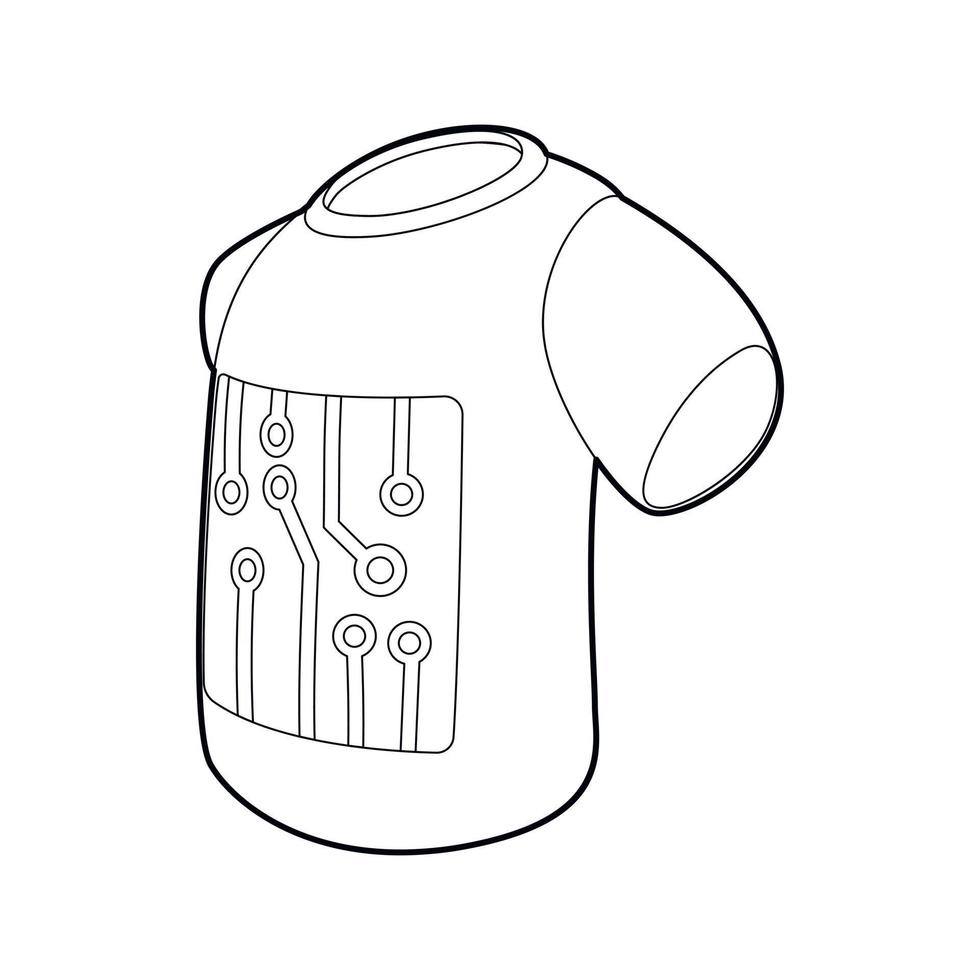 icono de camiseta electrónica, estilo de esquema vector