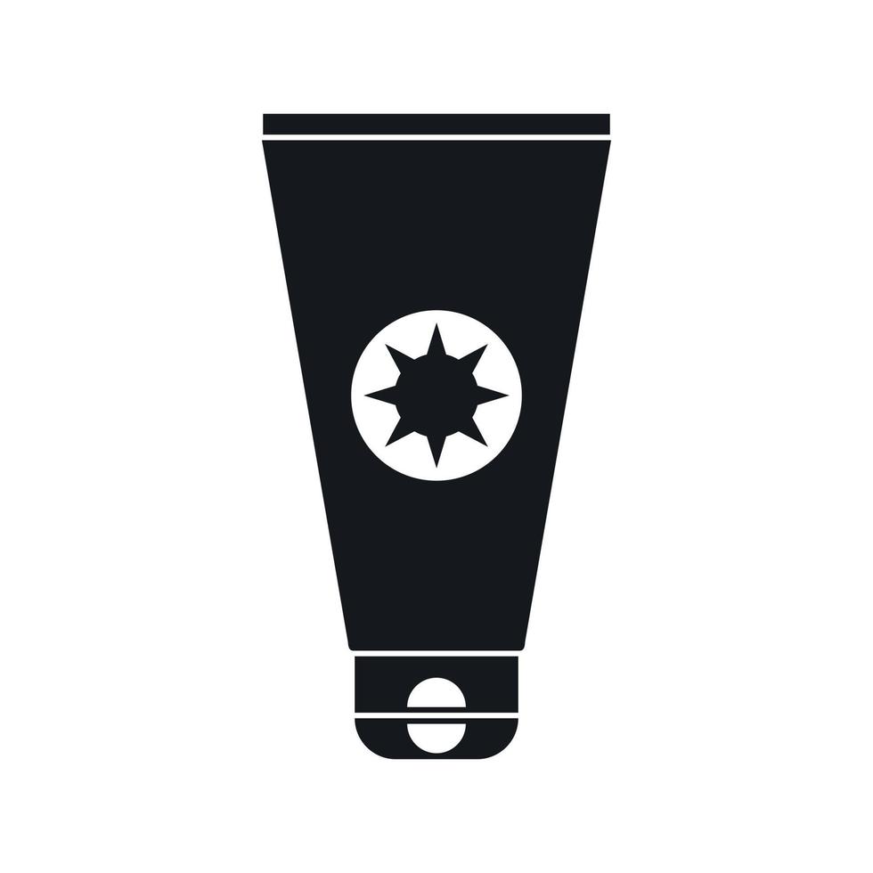 Tube with sunbathing cream icon, simple style vector