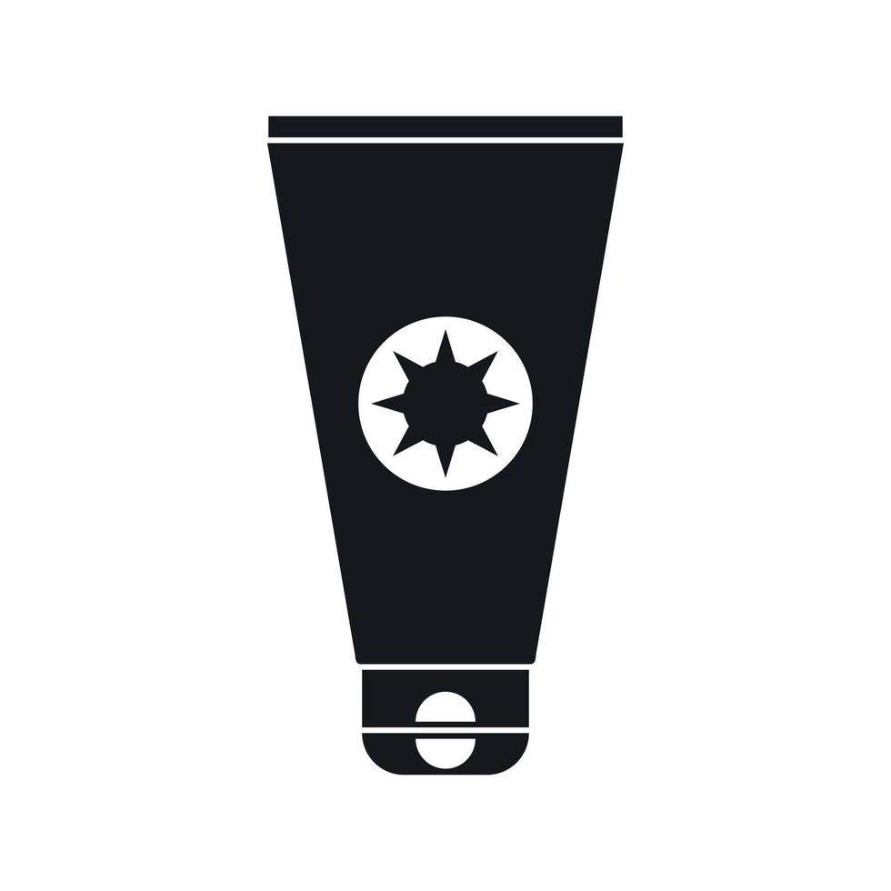 Tube with sunbathing cream icon, simple style vector