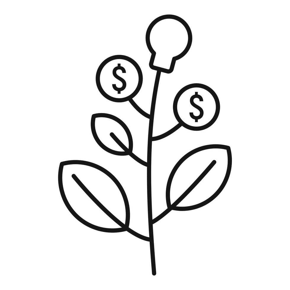 icono de planta de dinero, estilo de esquema vector