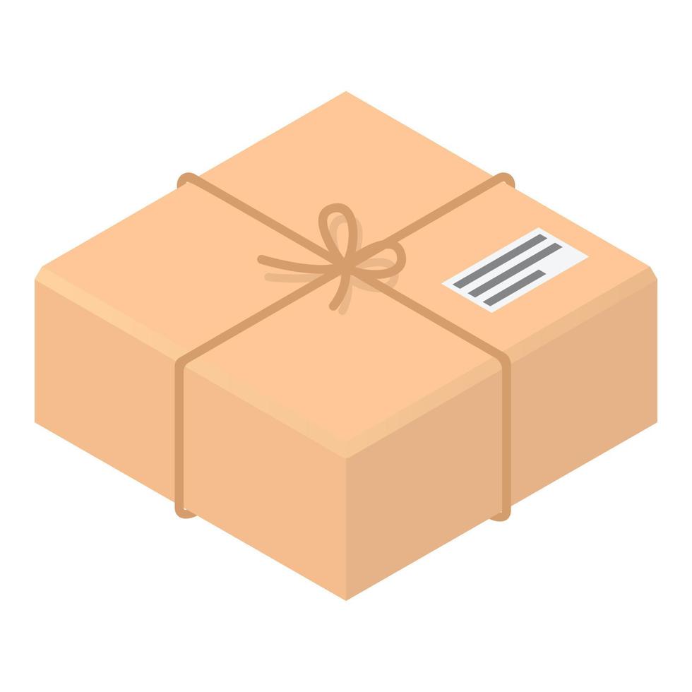 Postal carton box icon, isometric style vector