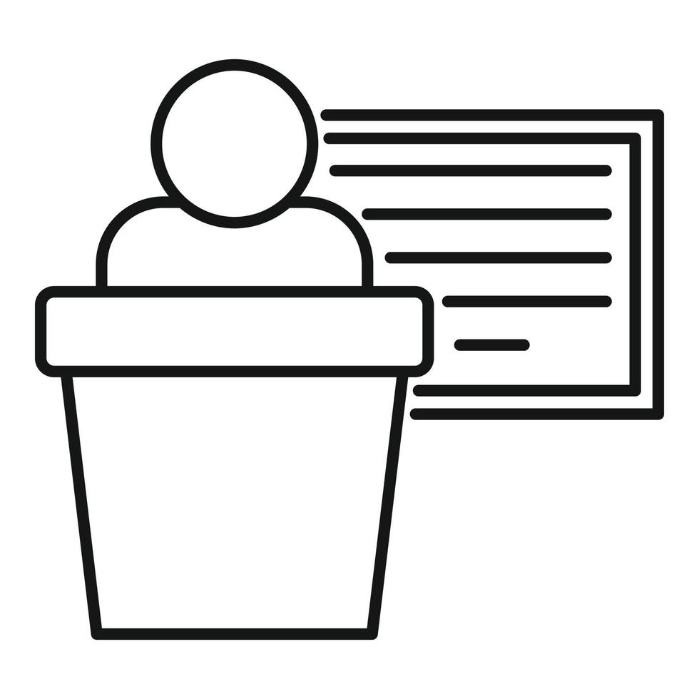 Business training client speaker icon, outline style vector