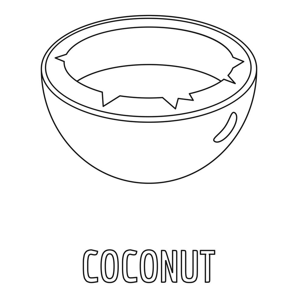 Coconut icon, outline style. vector
