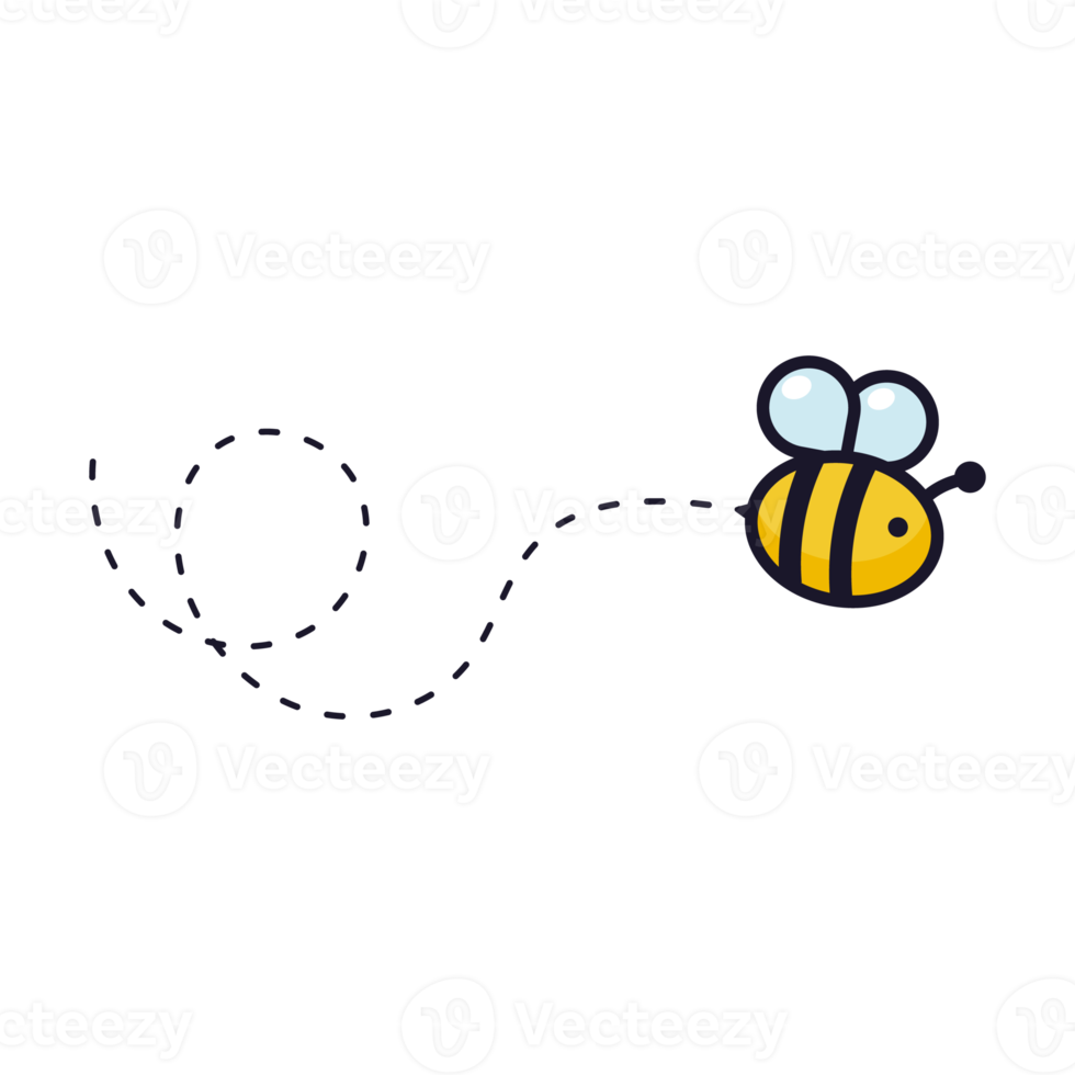 Bee flying path. A bee flying in a dotted line The flight path of a bee to honey. png