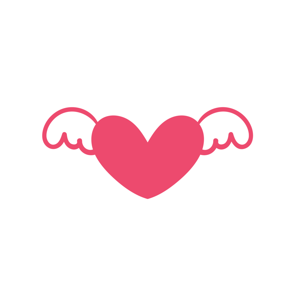 coeur avec des ailes. concept d'amour romantique de la saint-valentin. png