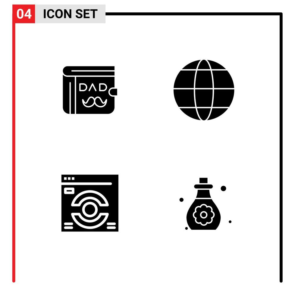 Universal Icon Symbols Group of 4 Modern Solid Glyphs of wallet refresh fathers day internet oil Editable Vector Design Elements