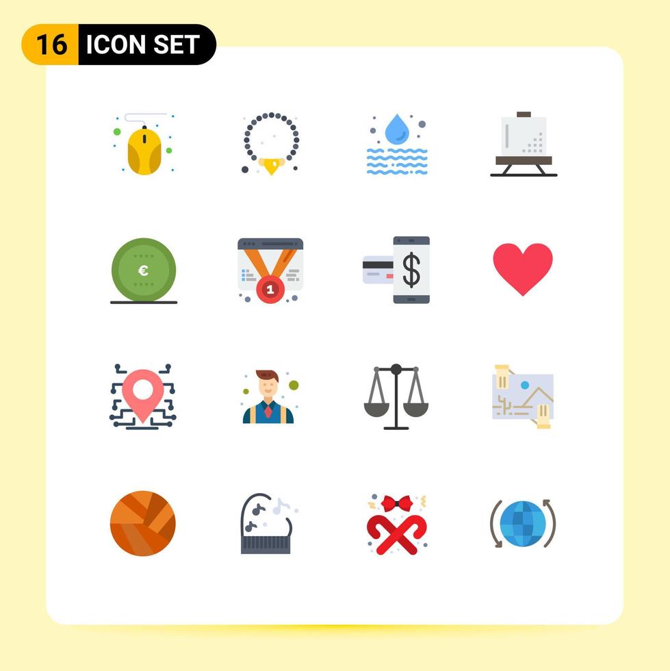 16 Universal Flat Color Signs Symbols of money business pollution paint design Editable Pack of Creative Vector Design Elements