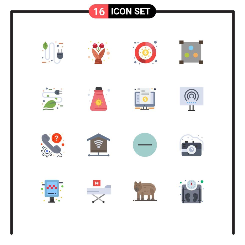 Universal Icon Symbols Group of 16 Modern Flat Colors of leaf electricity diagram online abstract Editable Pack of Creative Vector Design Elements