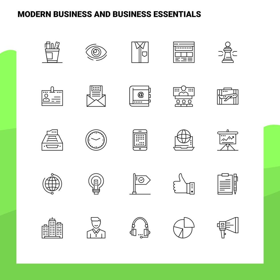 Set of Modern Business and business essentials Line Icon set 25 Icons Vector Minimalism Style Design Black Icons Set Linear pictogram pack
