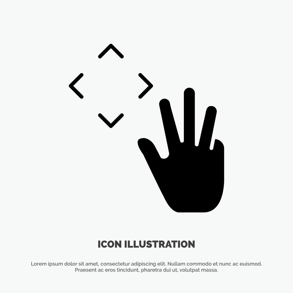 Hand Hand Cursor Up Croup solid Glyph Icon vector