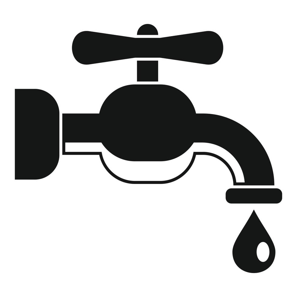 Broken water tap icon, simple style vector