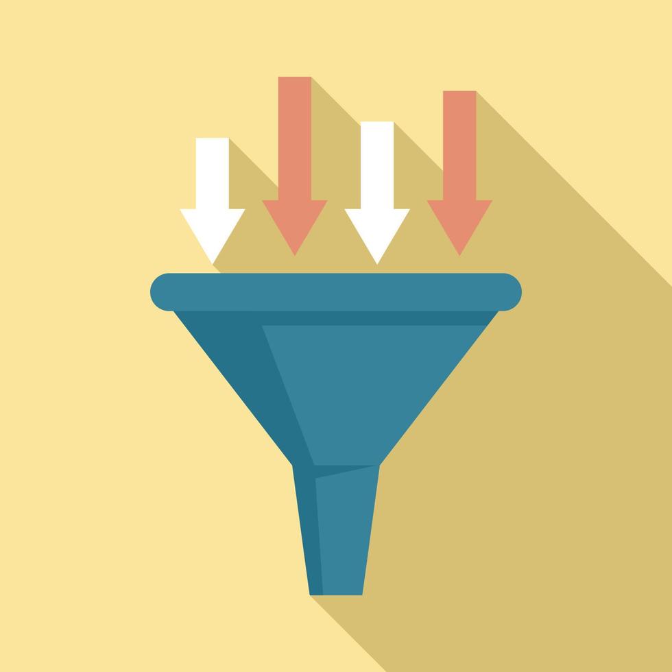 Conversion rate funnel icon, flat style vector